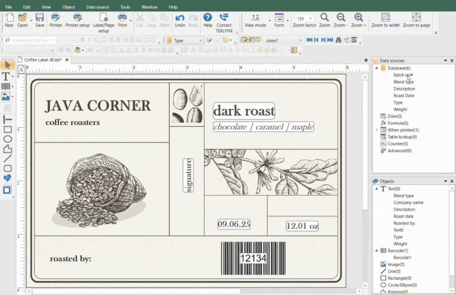 Coffee Label Gif for database connections