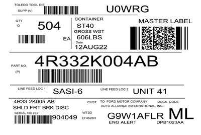 Ford GS label sample