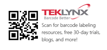 TEKLYNX website QR code on a label