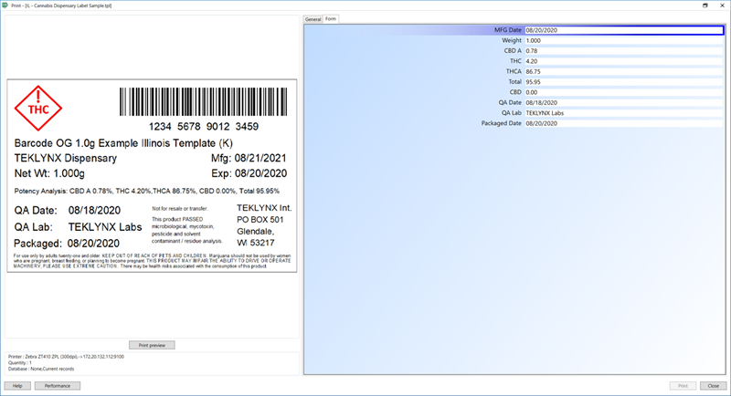 Automate cannabis labeling with TEKLYNX and Zebra