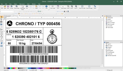CODESOFT label design software screenshot