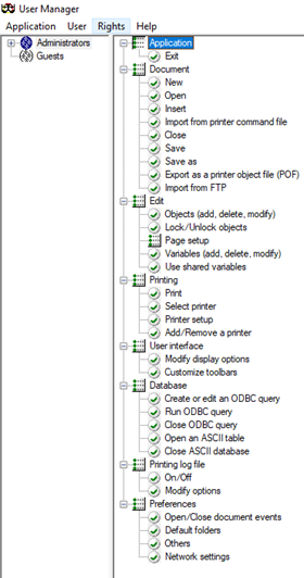 User Manager in CODESOFT for secure barcode labeling