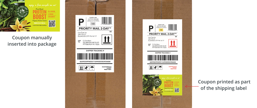 Epson color label shows before it is on a box, and after it is printed and stuck on the box. The color is the same due to Epson printers