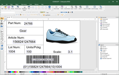CODESOFT shoe premade label