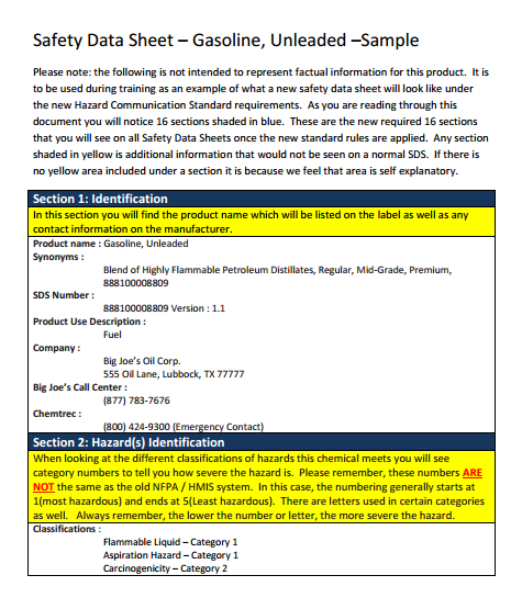 Safety Data Sheets