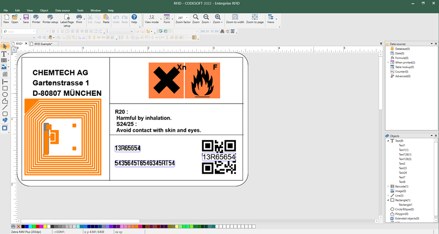 RFID encoded tag in CODESOFT label design software