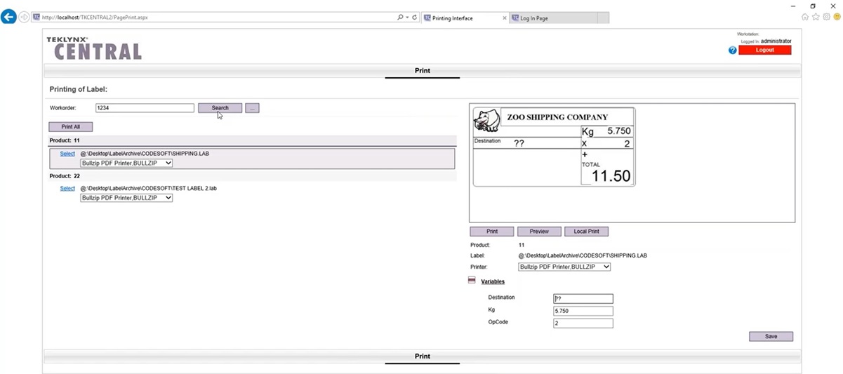 TEKLYNX CENTRAL Interface - A Unified Supplier Labeling Solution