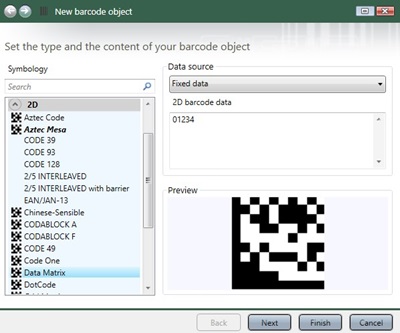 2D barcode generator wizard