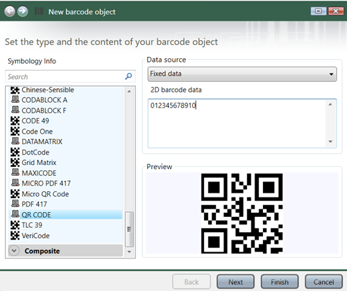 QR code generator wizard in barcode label design software solution CODESOFT