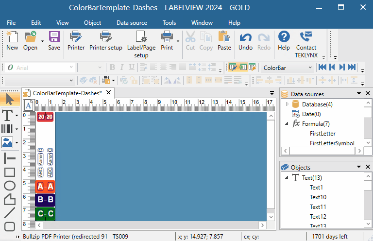 Printing ColorBar labels in LABELVIEW